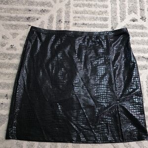 Forever 21 Black Croc-Texture Mini Skirt